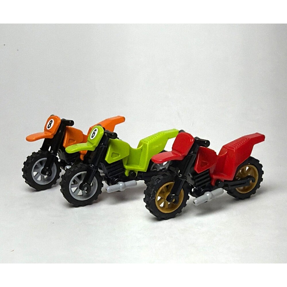 LEGO Motorcycle Dirt Bike Lot of 3 Vehicles Orange Lime Green Red